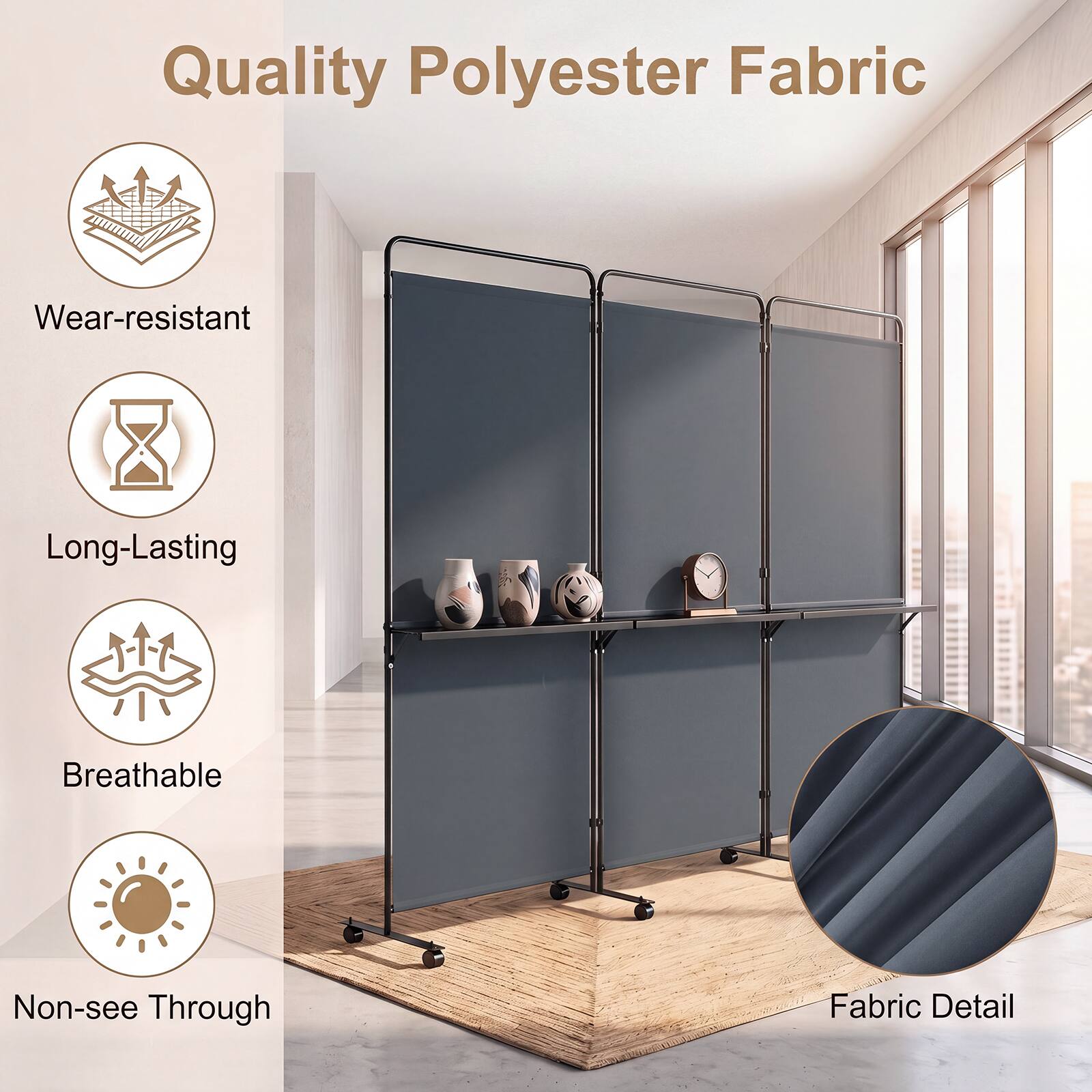 Quality Polyester Fabric

- Wear-resistant
- Long-Lasting
- Breathable
- Non-see Through

Fabric Detail