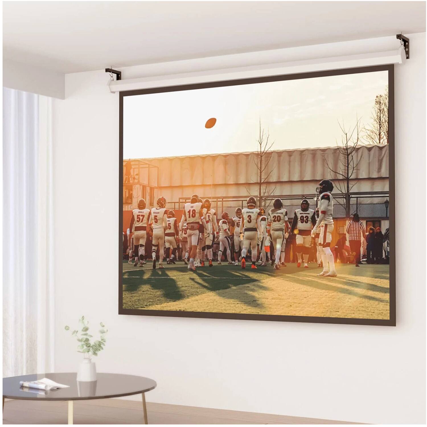 Back. Home Collection - Projector Screen Wall Ceiling Mount L-Bracket with 6" Adjustable Hooks - Black.