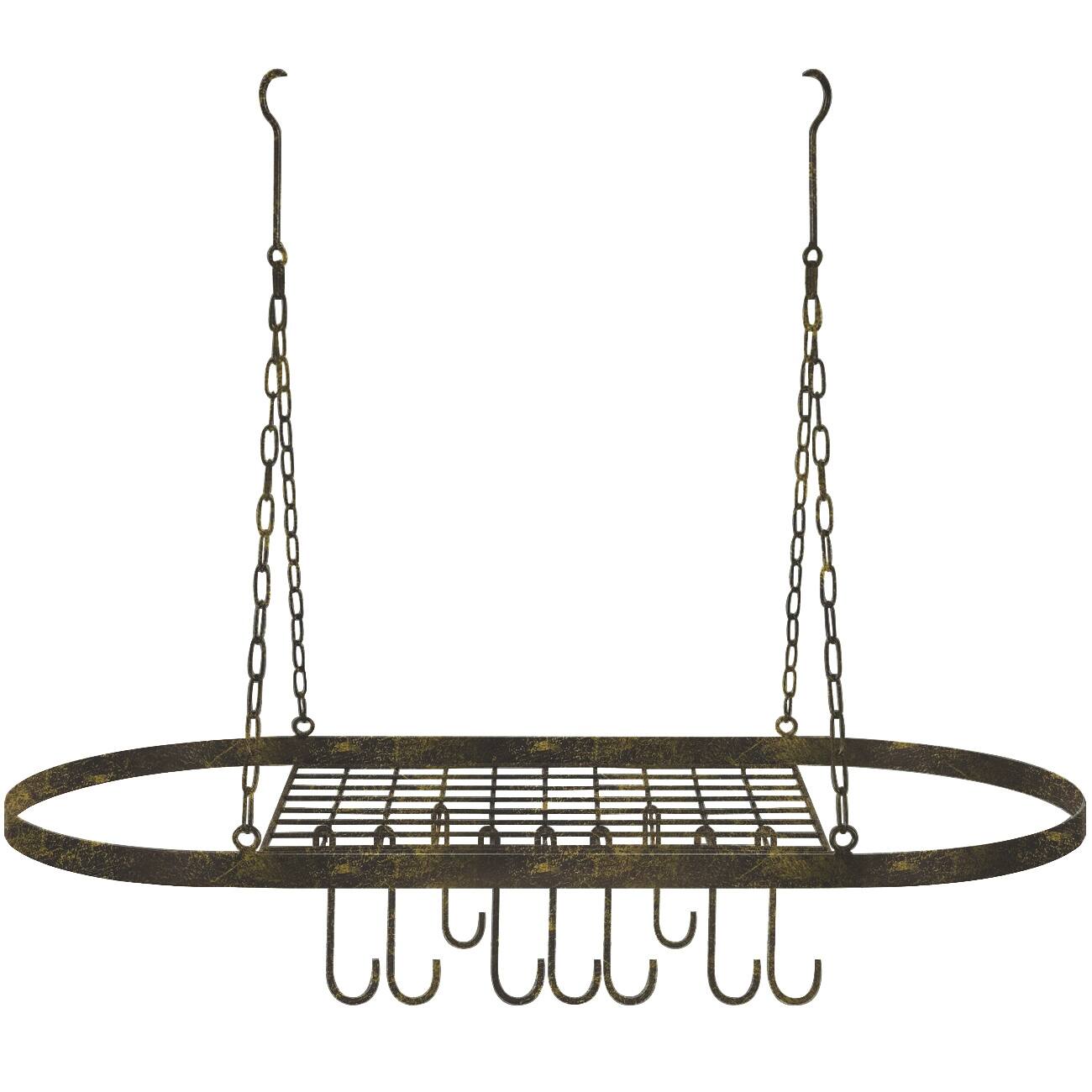 Alt View 2. Sorbus - Sorbus® Pot and Pan Rack for Ceiling with Hooks, Decorative Oval Mounted Storage Rack, Multi-Purpose Organizer for Home - Brown.
