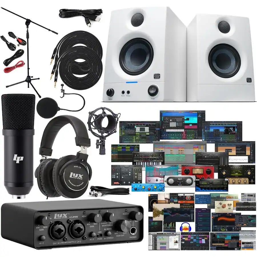 Interface Module Bundle Focusrite 2x2 USB Audio Interface Bundle with Mic Kit, Headphones ...
