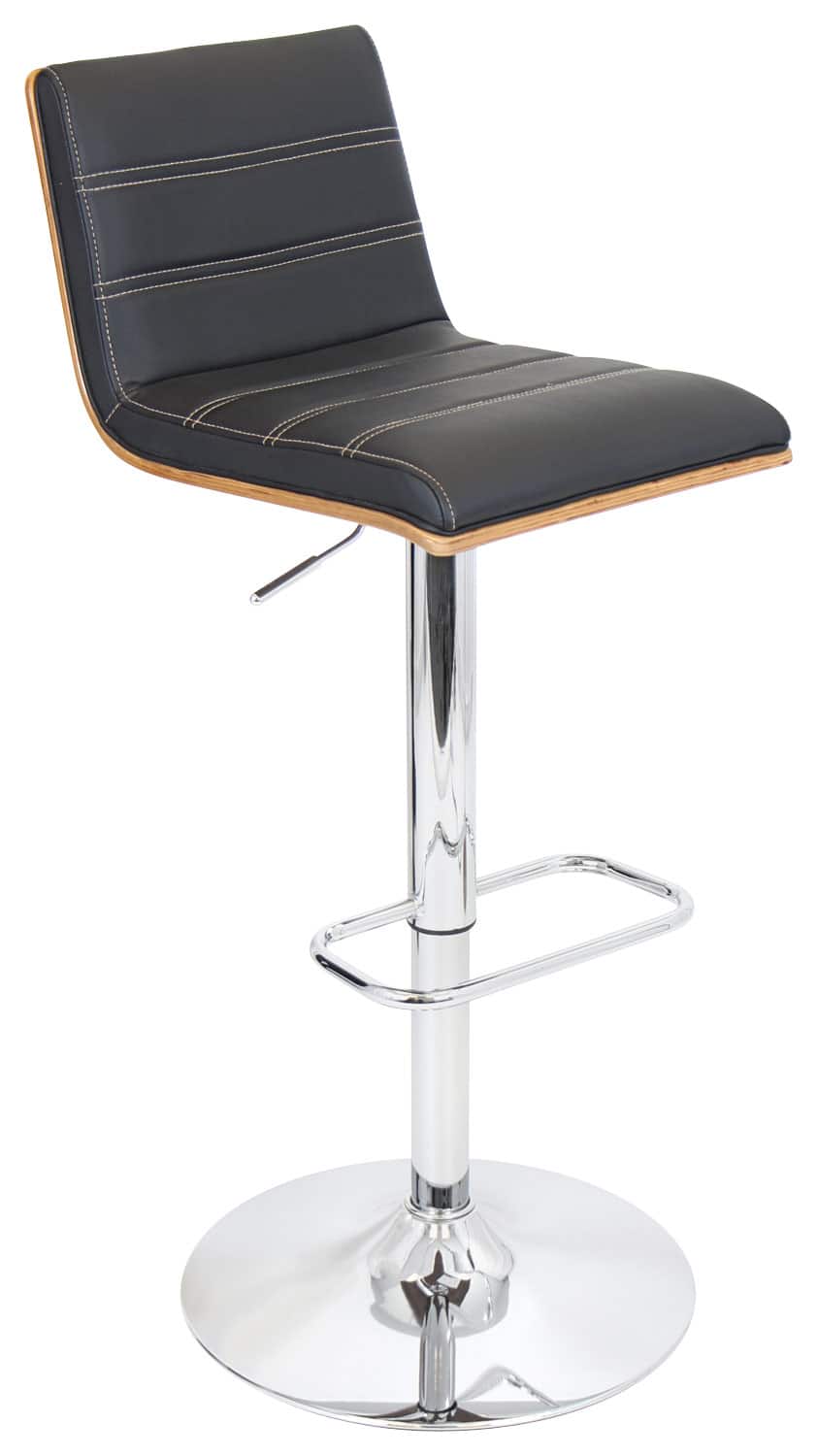 Front. LumiSource - Vasari Bar Stool - Black/Walnut.