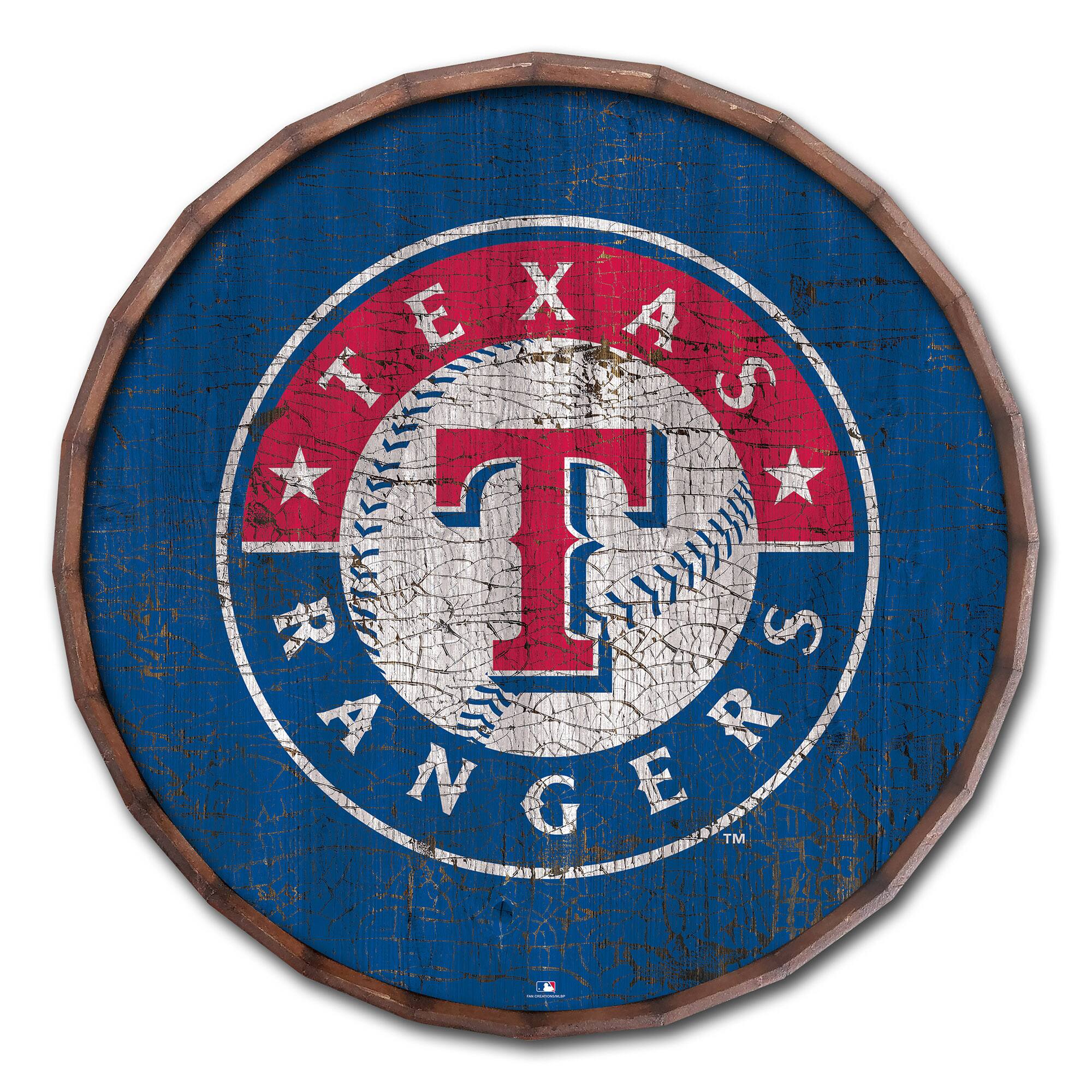 Texas Rangers 24" Cracked Color Barrel Top Sign