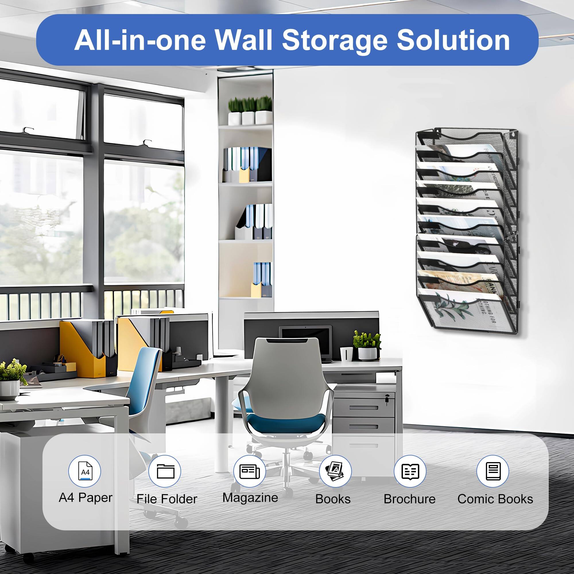 All-in-one Wall Storage Solution

- A4 Paper
- File Folder
- Magazine
- Books
- Brochure
- Comic Books