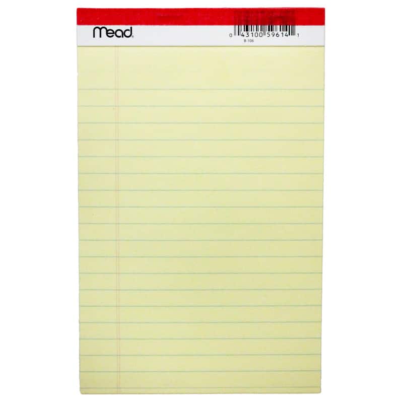 Mead - Junior Legal Pad, 50 Sheets, 5" x 8", Canary, 1 Count