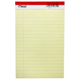 Mead - Junior Legal Pad, 50 Sheets, 5" x 8", Canary, 1 Count
