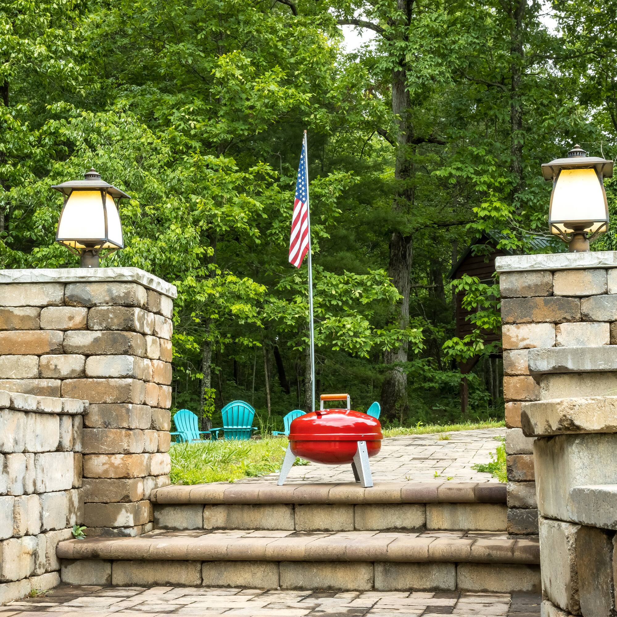 Alt View 4. Americana Grills - Americana Lock N Go Portable Charcoal Grill with Locking Hood and Bowl, Red - Red.