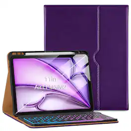VIKESI - Keyboard Case for iPad Air 11-inch M3/M2 (2025/2024 Released) & iPad Air 5th/ 4th Generation 10.9-Inch,Leather Cover - Purple