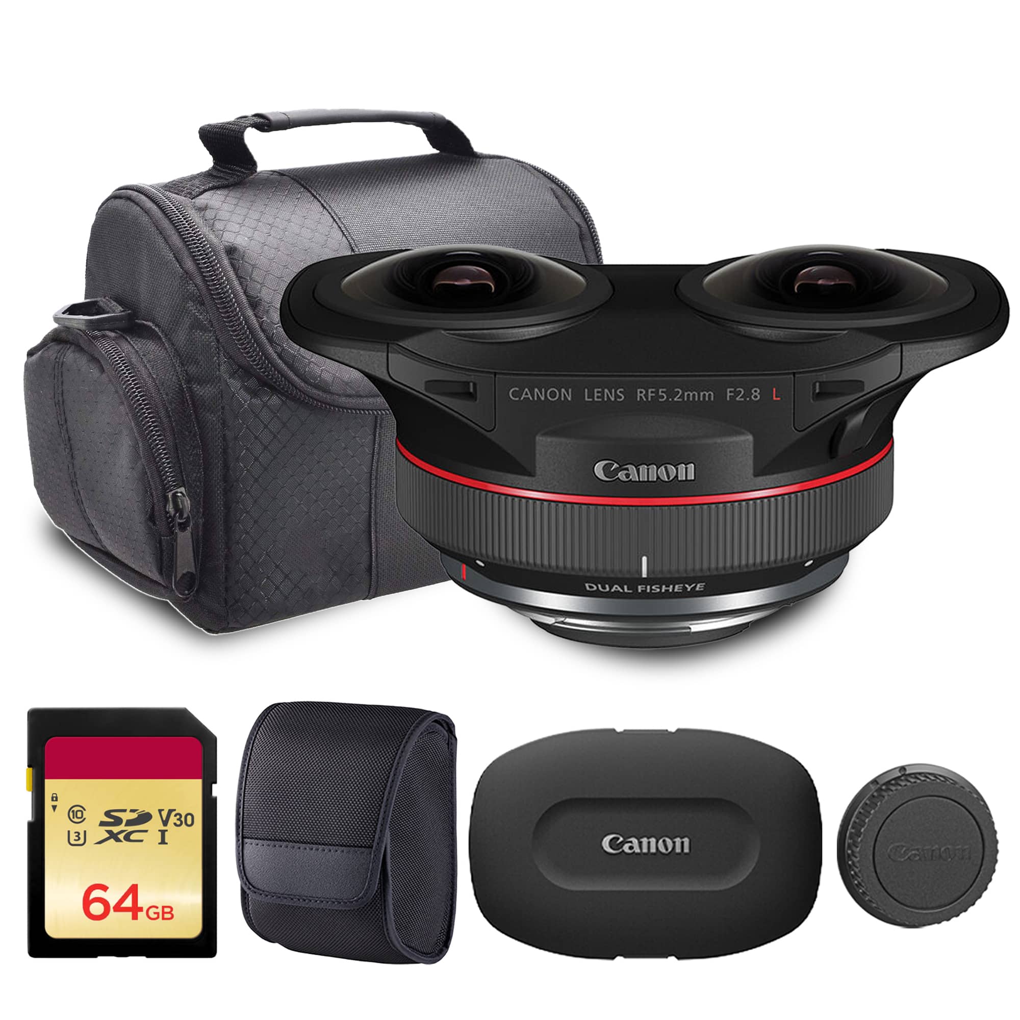 Canon - RF 5.2mm f/2.8L Dual Fisheye 3D VR Lens (5554C002) + 64GB Card + Camera Bag - Black price history on PriceWatchPro