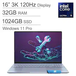 ASUS - Vivobook S 16 16" 3K OLED AI PC Laptop - Intel Core Ultra 9 285H - 32GB Memory - 1TB SSD - Windows 11 Pro - Mist Blue