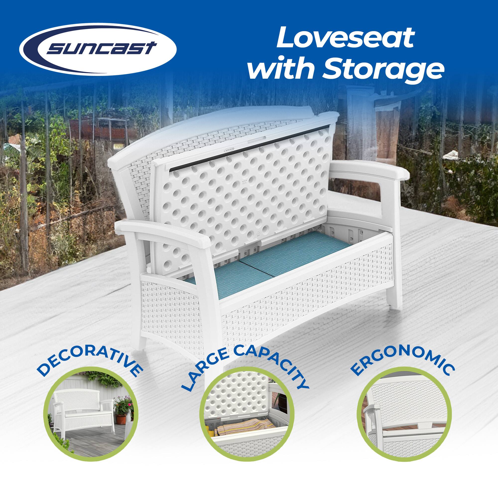 Suncast Loveseat with Storage  
Decorative Large Capacity Ergonomic
