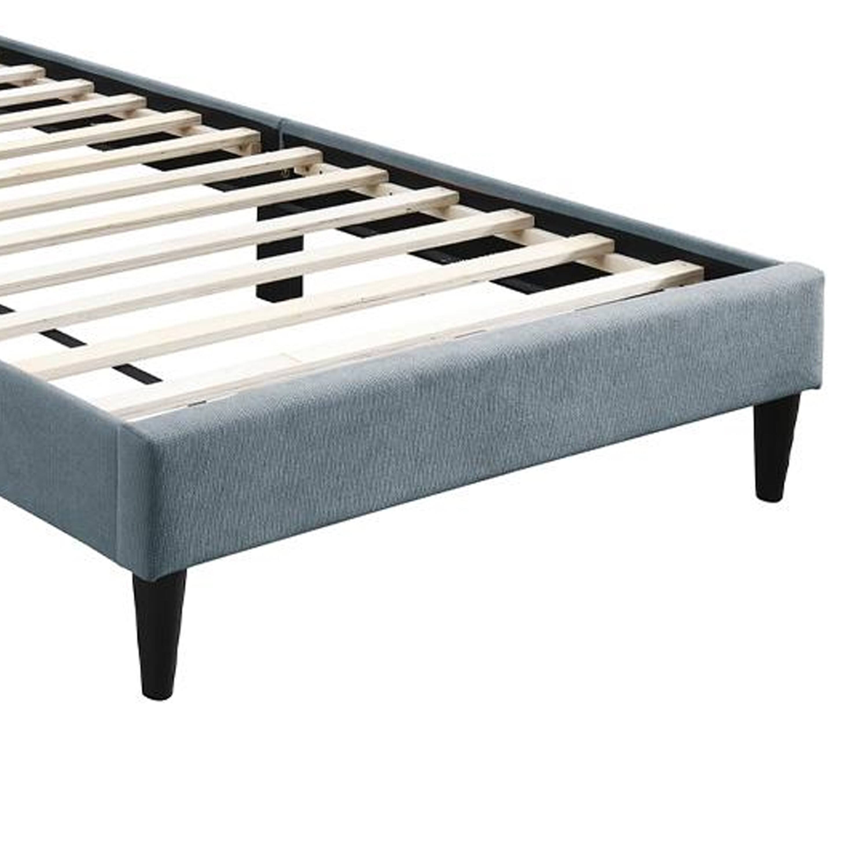 Back. Manhattan Lane - Lilian Full Bed, Soft Channel Tufted Light Gray Linen Upholstery - Gray, Black.