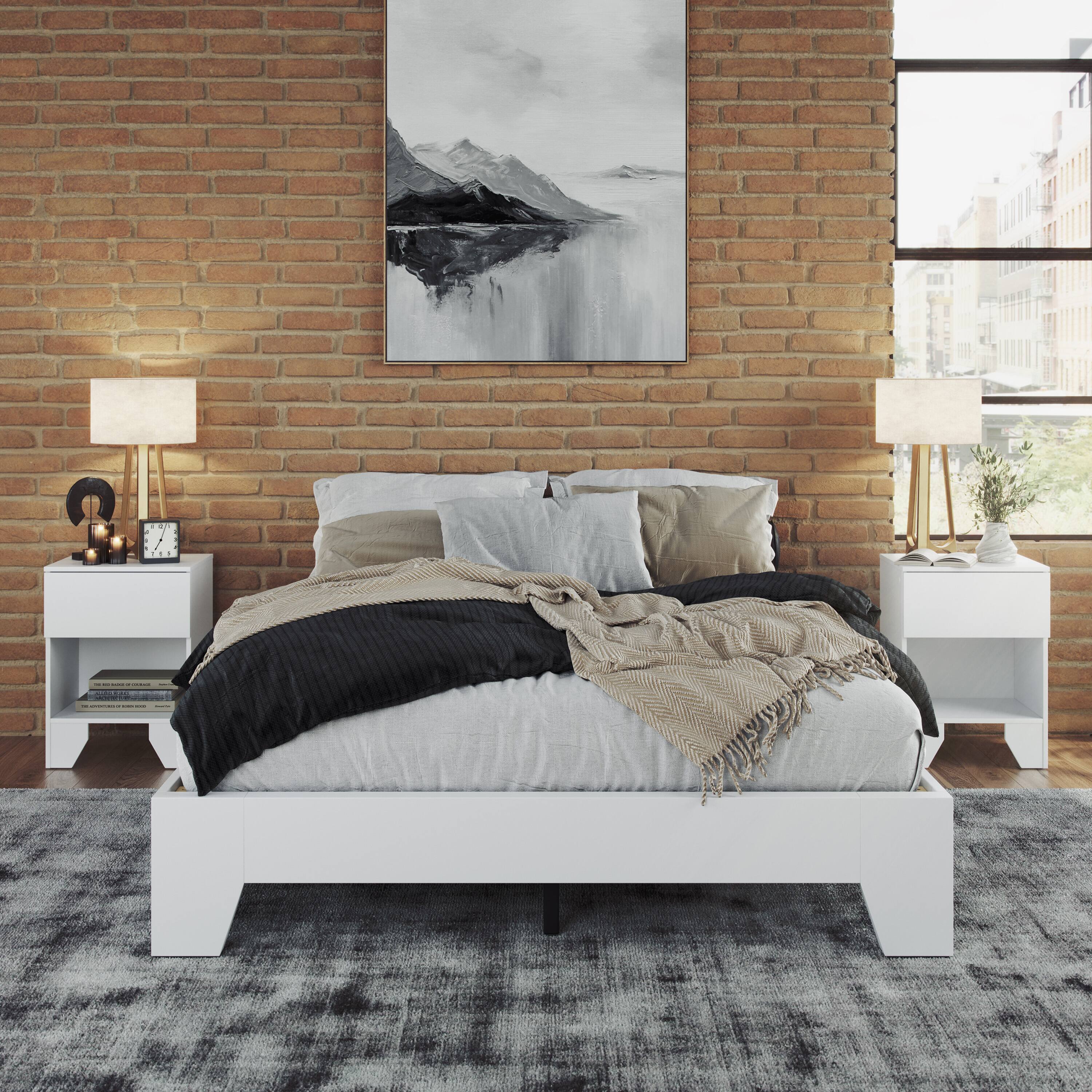 Alt View 7. Boyd Sleep - Lugano Platform Bed Frame - Solid Wooden Slat Support, No Box Spring Needed, Queen - WHITE.