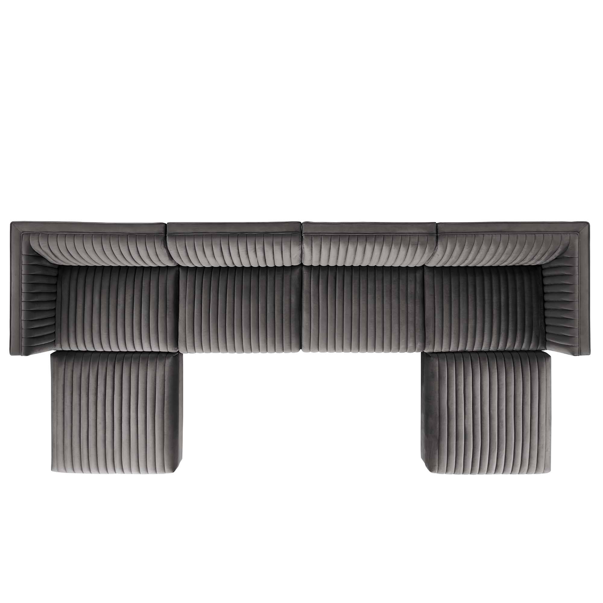 Back. Modway - Sanguine 6-Piece Channel Tufted Performance Velvet Modular Sectional Sofa by Modway - Gray.