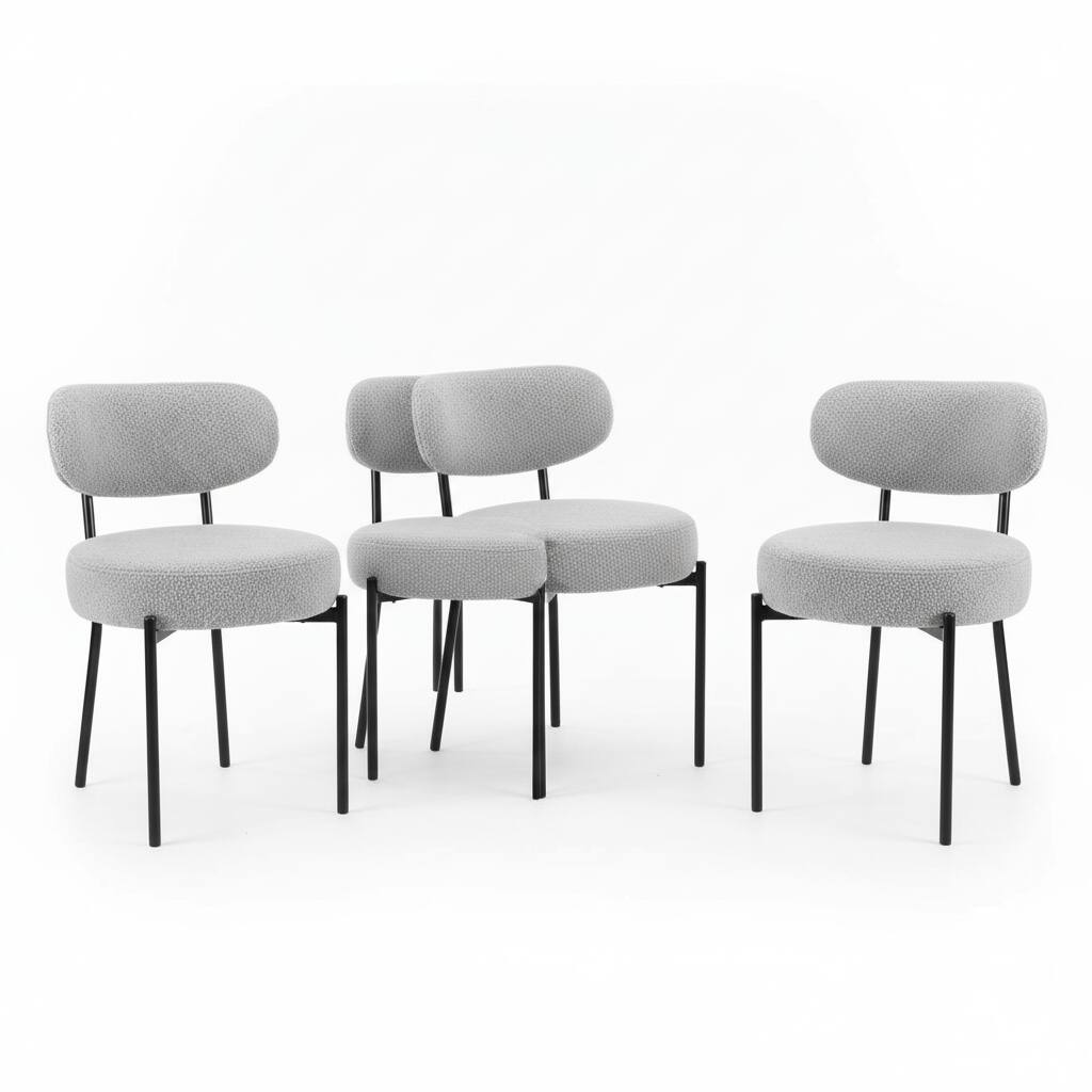 Front. AOITUN - Boucle Dining Chairs for Daily Comfort, Set of 6 with Soft Upholstered Design, Enhance Mealtime Experience with Style - Gray.