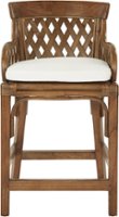 OSP Home Furnishings - Plantation Wood Counter Stool - Brown Rattan - Front_Zoom