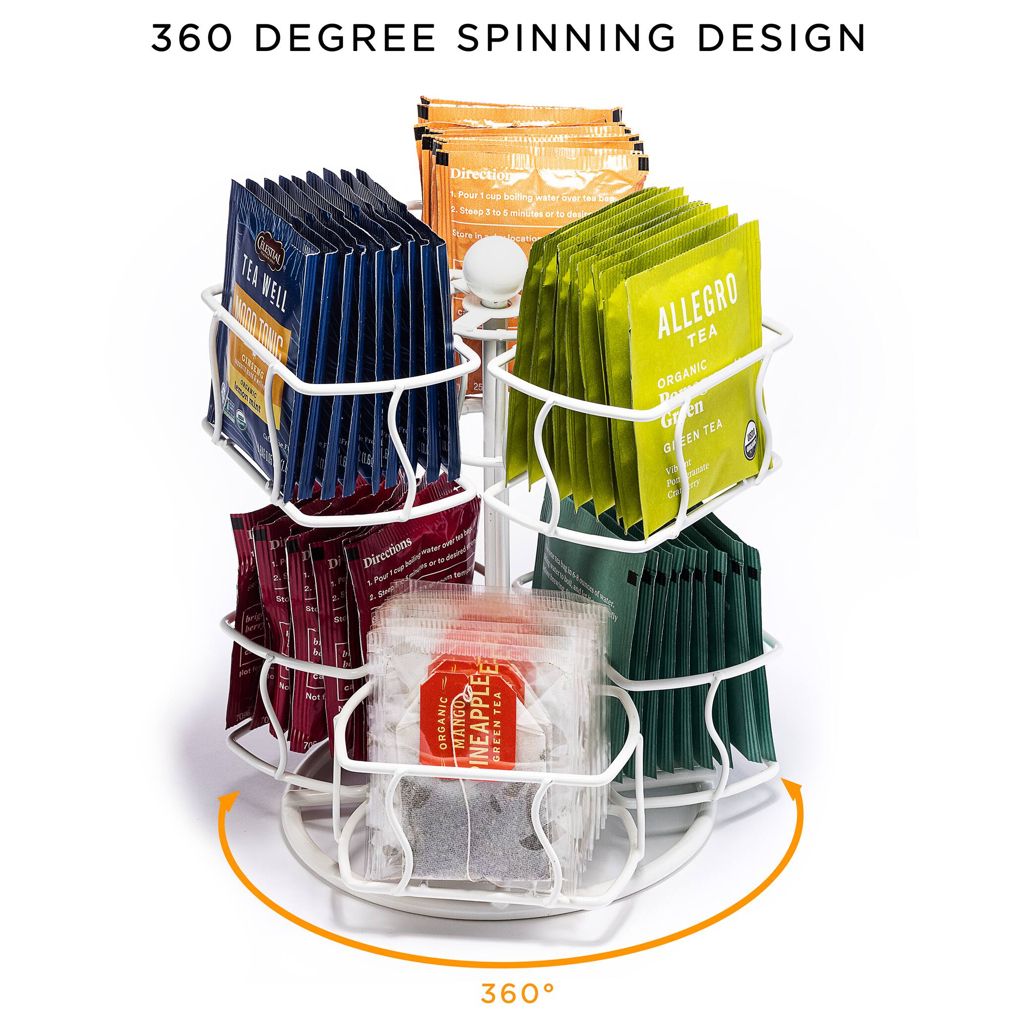 360 DEGREE SPINNING DESIGN

Directions:
1. Pour 1 cup of boiling water over tea bag.
2. Steep 3 to 5 minutes or to desired strength.

ALLEGRO TEA
ORGANIC GREEN TEA
GI

ORGANIC MANGO APPLE GREEN TEA
