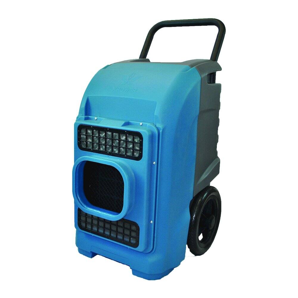 Alt View 4. XPOWER - 125-Pint Commercial Dehumidifier with Automatic Purge Pump and Drainage Hose - Blue.