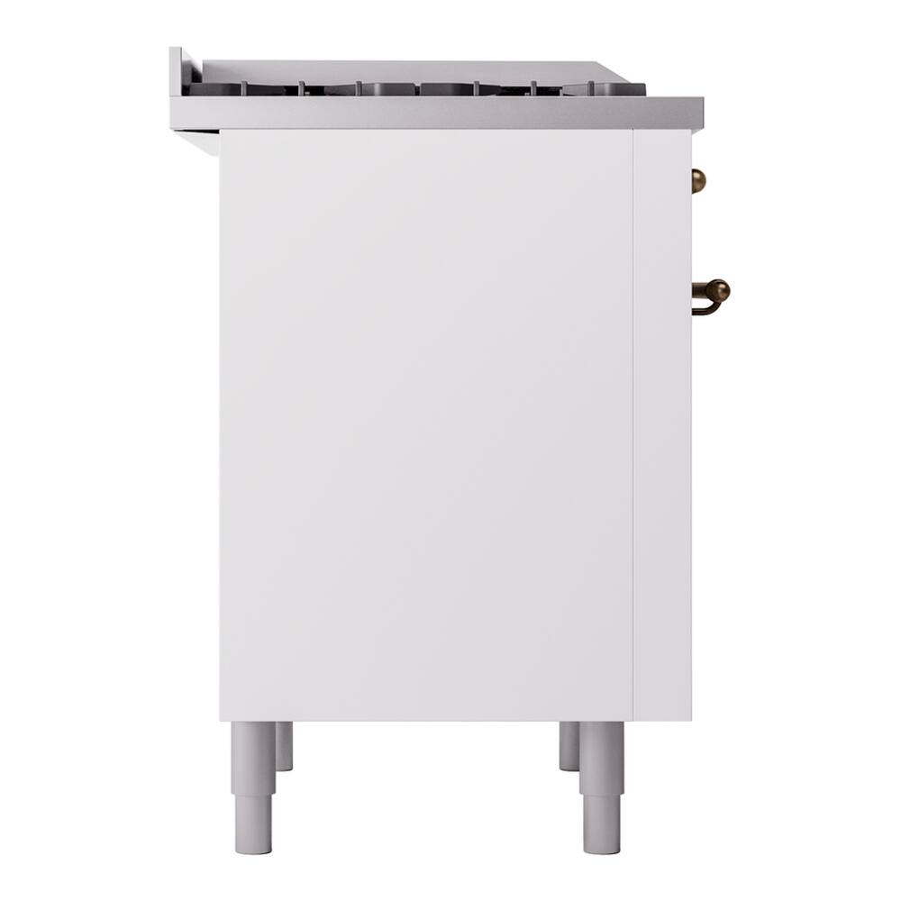 Alt View 9. ILVE - ILVE Nostalgie II Series 36 in. Dual Fuel Range with 6 Sealed Burners + Griddle (Natural Gas, Burnished Trim) - White.