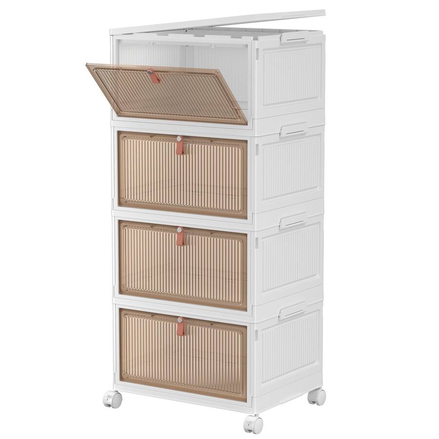 JETRANSPORT 4 Tier Plastic Storage Bins And Boxes Organizer Stackable ...