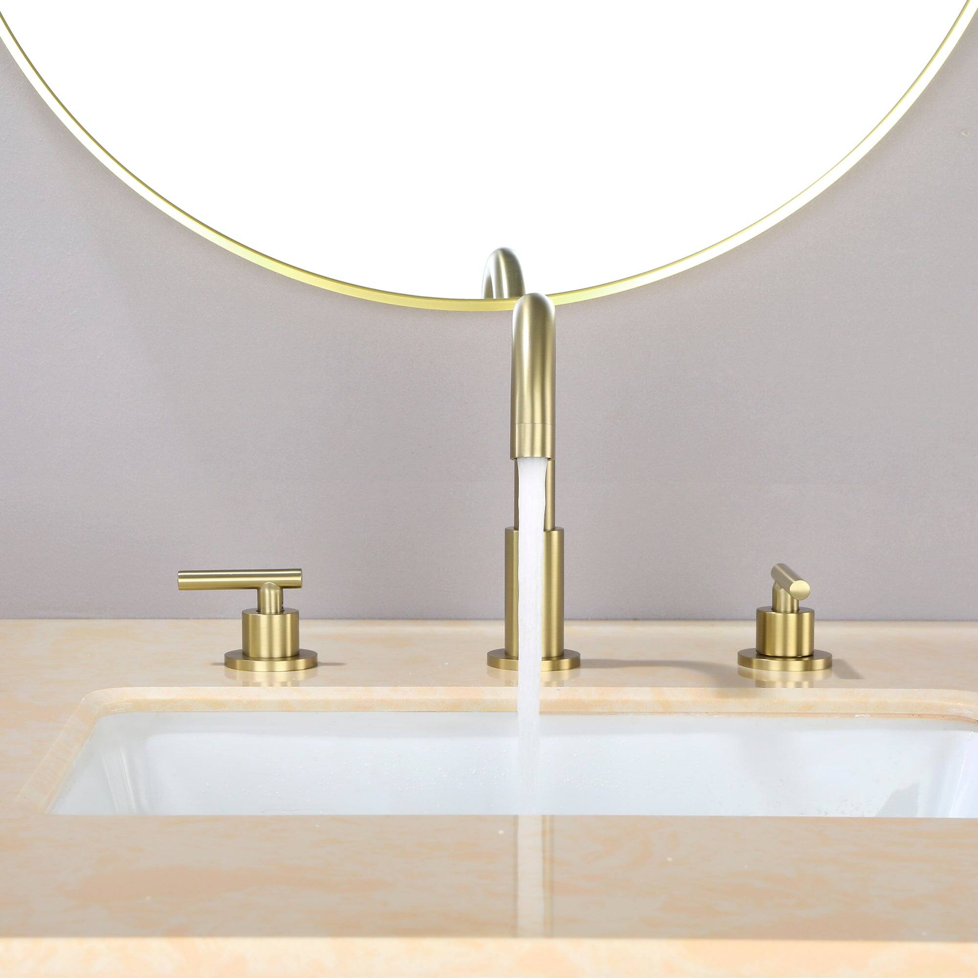 Alt View 9. Boyel Living - 8 in. Widespread 2-Handle Mid-Arc Bathroom Faucet with Valve and cUPC Water Supply Lines - Brushed Gold.