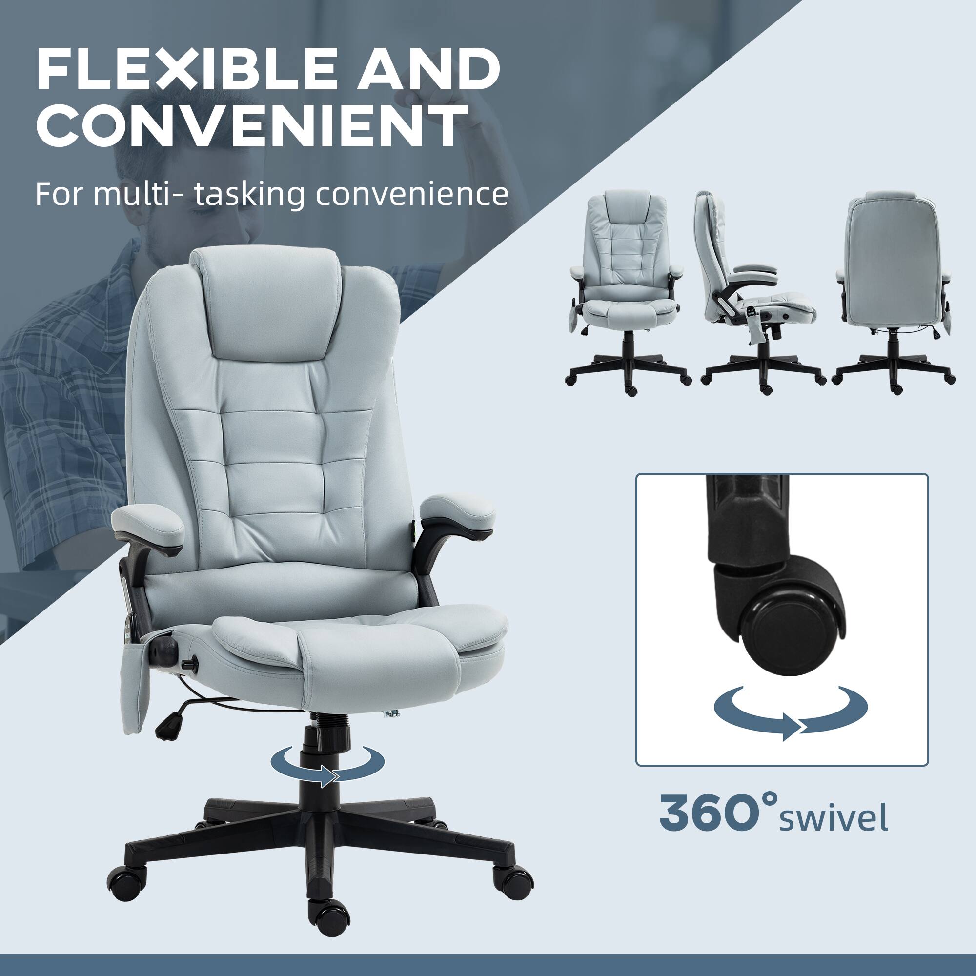 FLEXIBLE AND CONVENIENT  
For multi-tasking convenience  

360° swivel