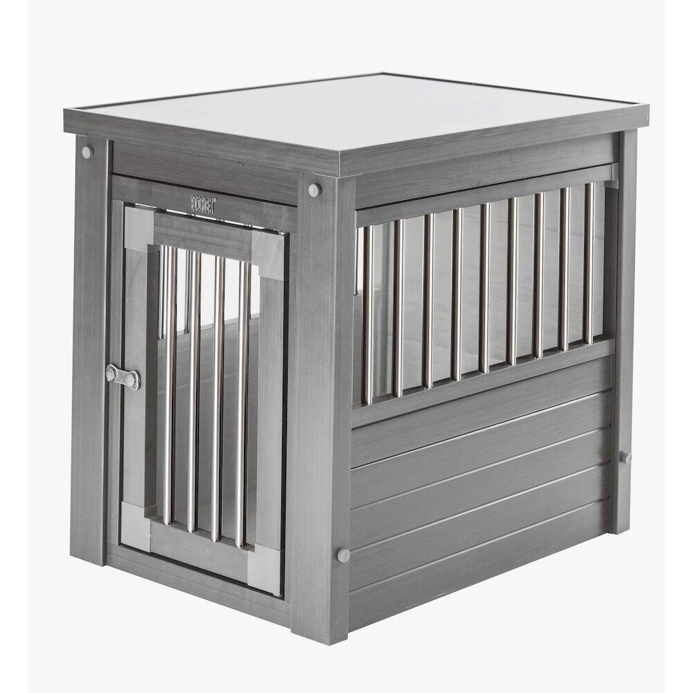 Back. New Age Pet - ECOFLEX Dog Crate End Table - Grey Small.