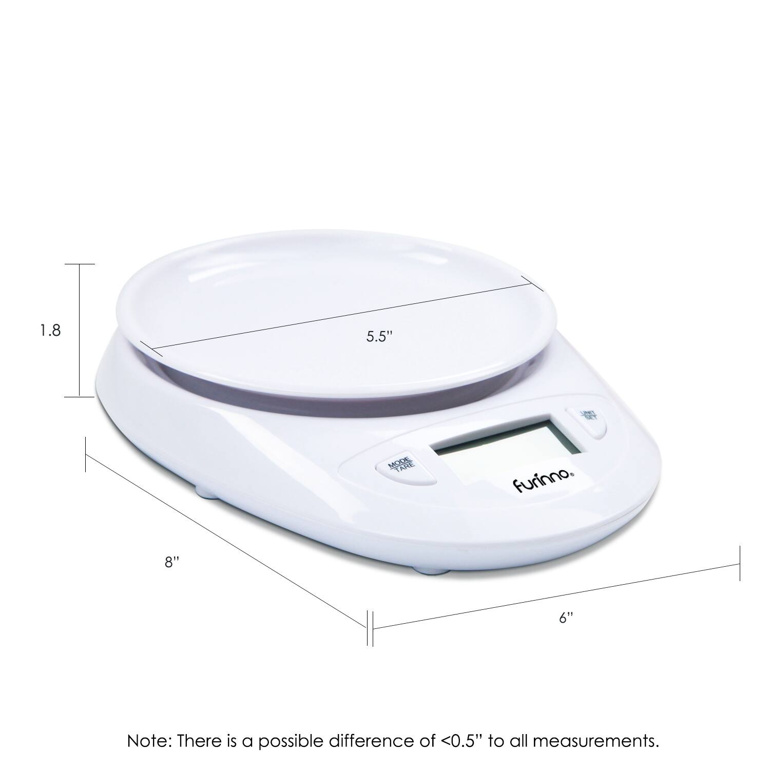 1.8" x 5.5" x 8" x 6"  
Furinno.  
Note: There is a possible difference of <0.5" to all measurements.
