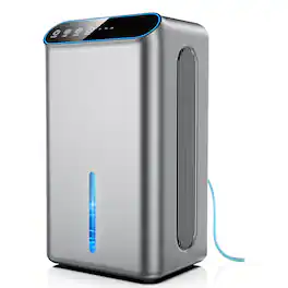 Teendow - Quiet Home Dehumidifier, 2.5L Tank, 800 sq.ft Coverage, Dual-Core, Auto Shut Off, Timer, 7-Color Light, Drain Hose