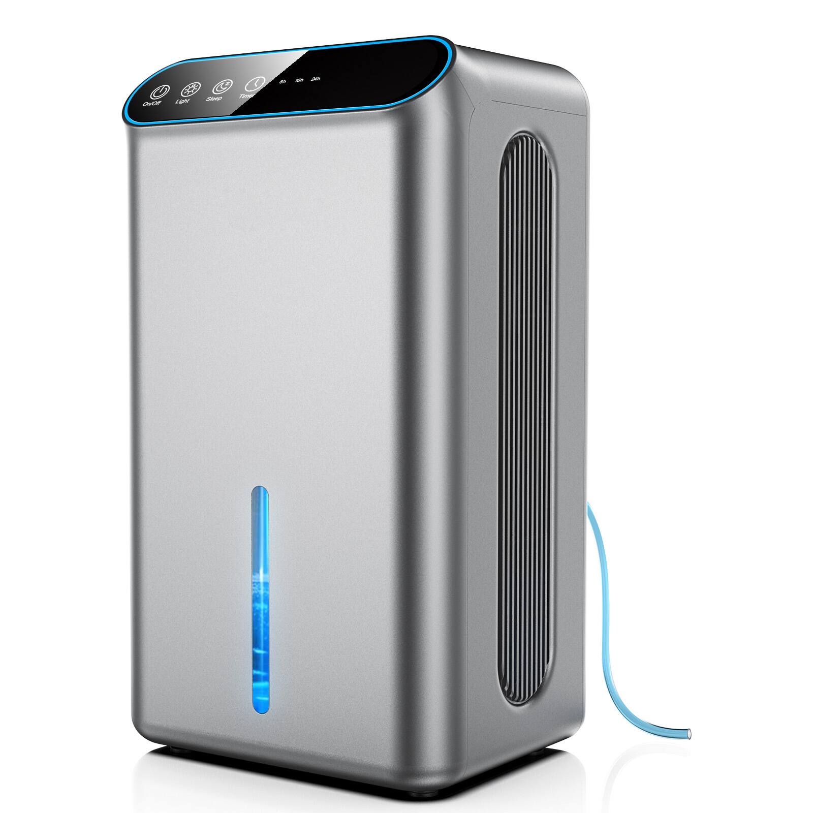 Teendow - Quiet Home Dehumidifier, 2.5L Tank, 800 sq.ft Coverage, Dual-Core, Auto Shut Off, Timer, 7-Color Light, Drain Hose