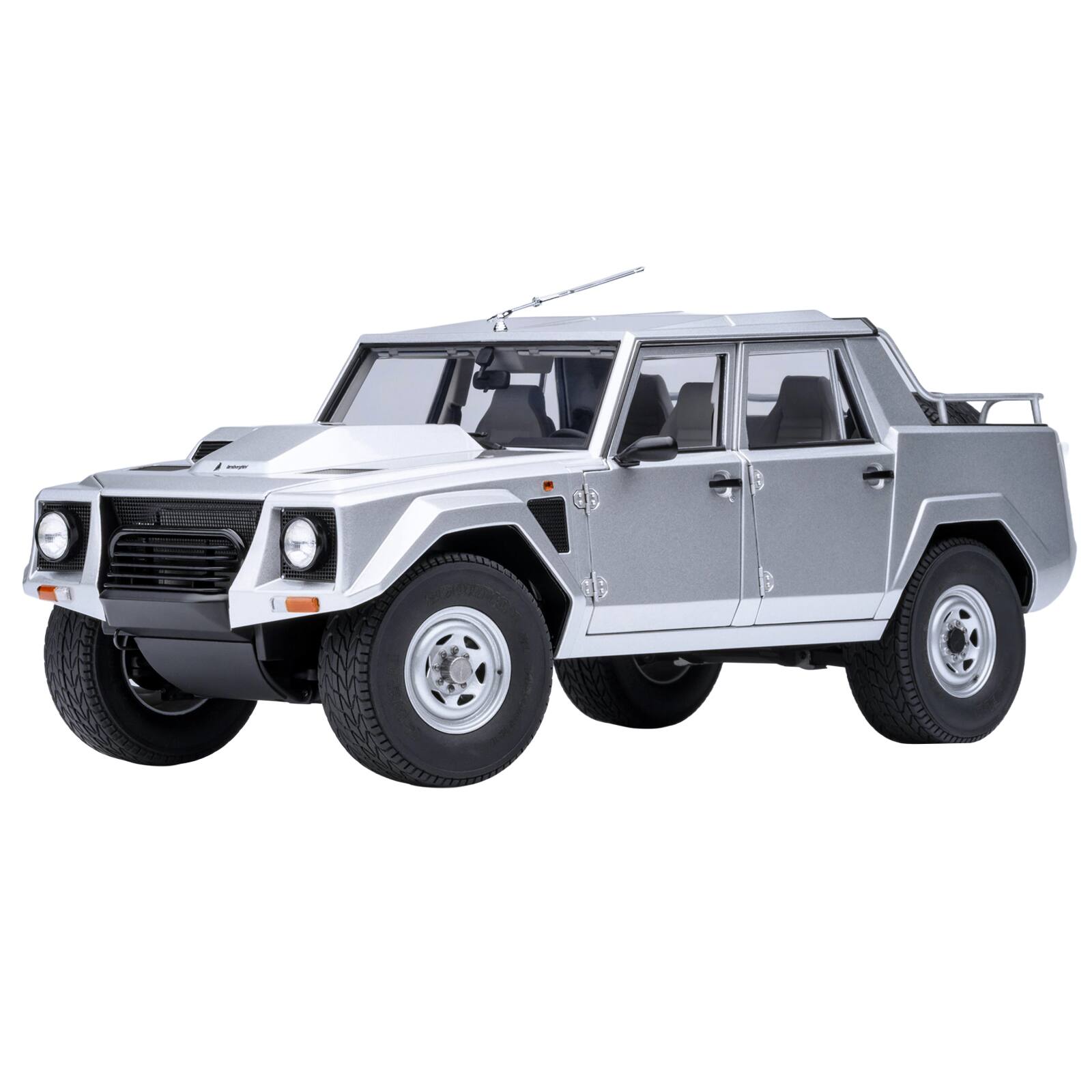 Front. Autoart - Lamborghini LM002 Argento Silver Metallic with White Interior 1/18 Model Car by Autoart.