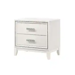 Manhattan Lane - Nightstand with 2 Drawers and Shimmer Accent Trim - White