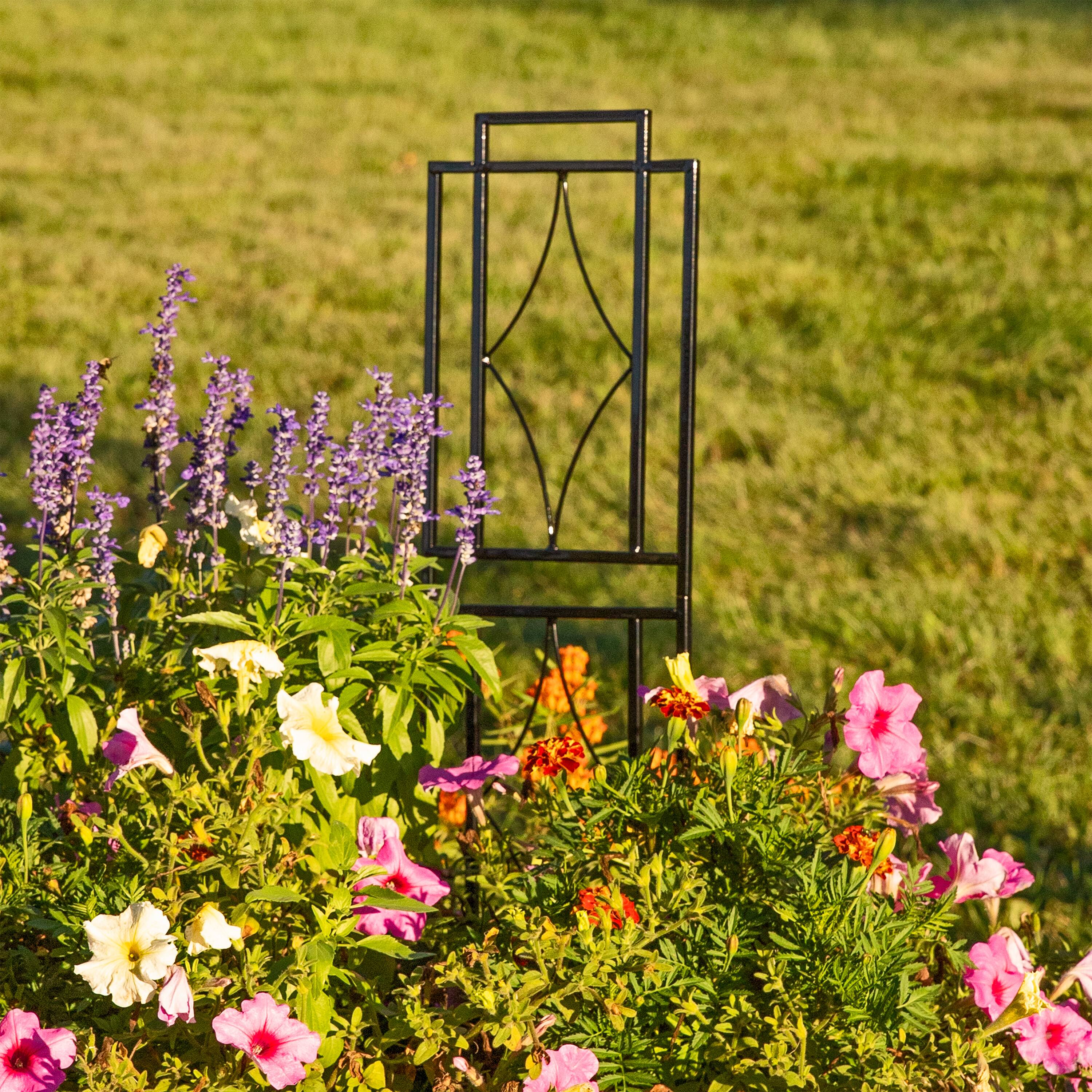 Alt View 8. Sunnydaze - Steel Chic Diamonds Garden Trellis - Set of 2 - 48 in - Black.