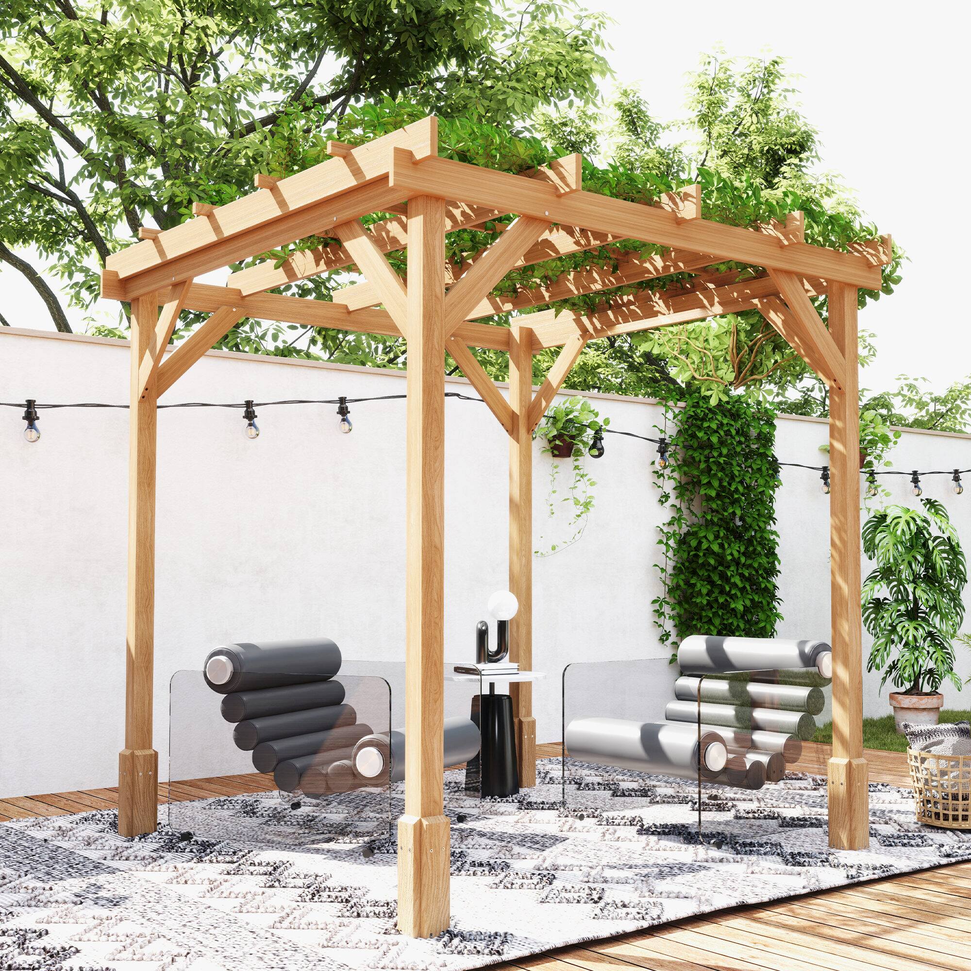 Alt View 8. Outsunny - x 6.6' Wood Pergola, Outdoor Gazebo Grape Trellis with Stable Structure for Climbing Plant Support - Brown.
