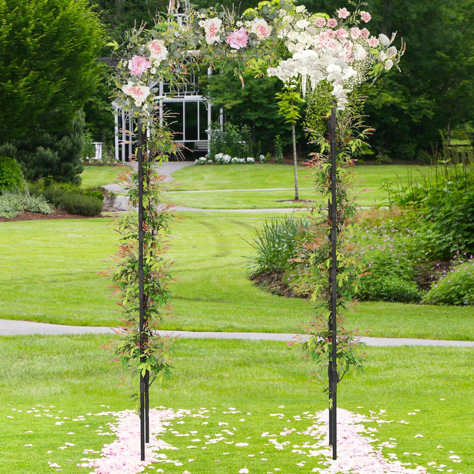 Alt View 4. Costway - Costway 83" Garden Arch Trellis for Climbing Plants with Upgraded Metal Frame for Flowers - Black.