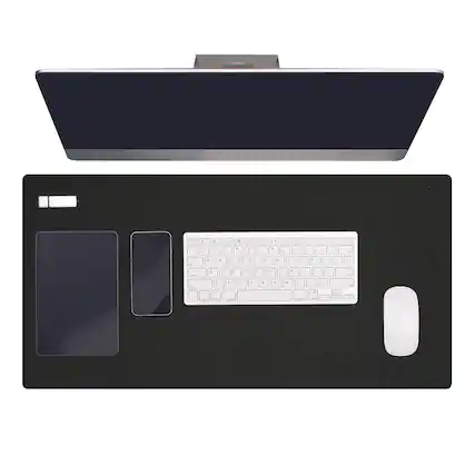 Front. Unique Bargains - 47.2" x 23.6" Large Felt Desk Pad, Upgrade Non-Slip Mat Full Table Pad for Laptop Computer Writing Desk Gaming Home - Black.