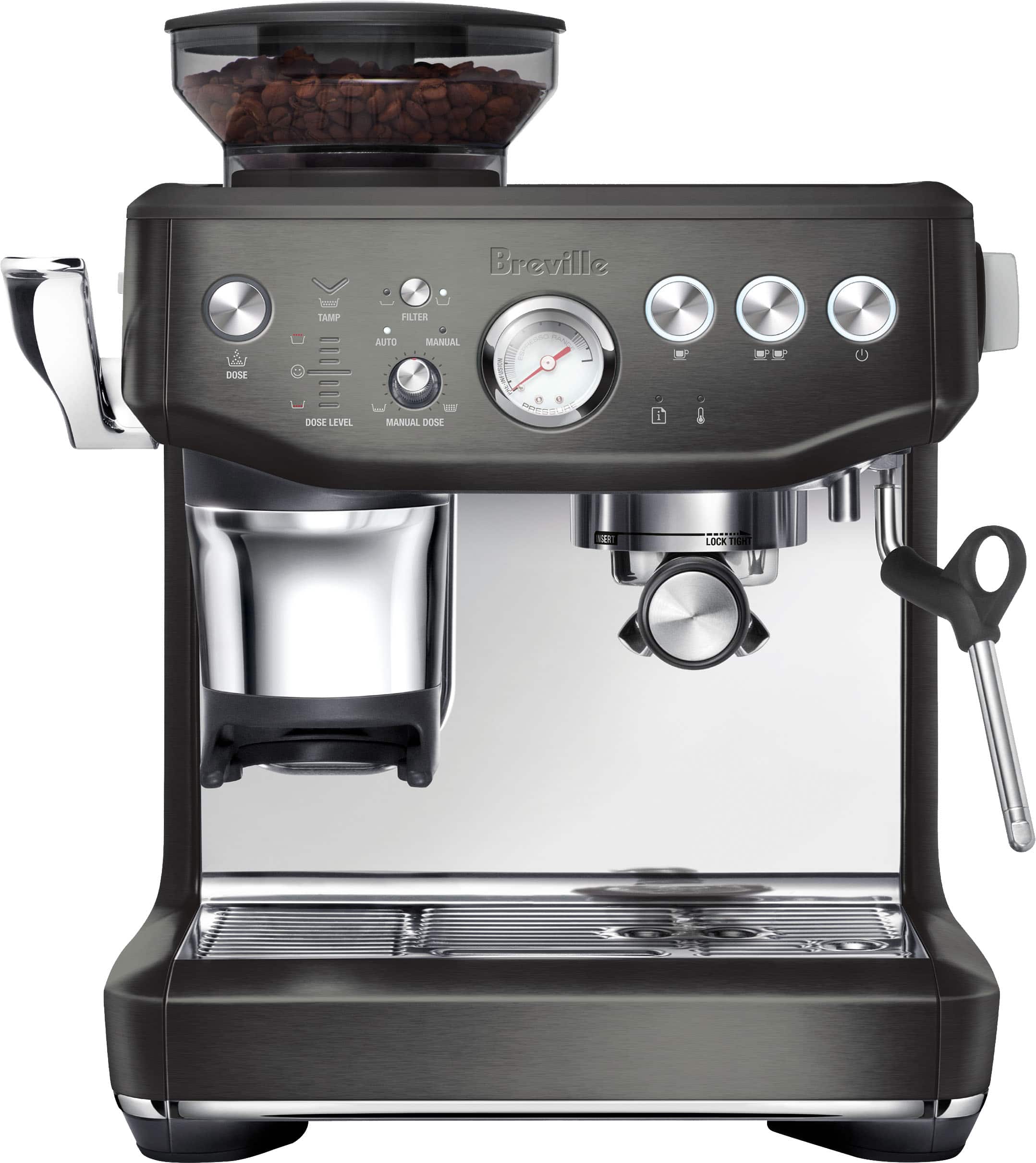Breville - the Barista Express Impress Espresso Machine - Black Stainless Steel - Front_Zoom
