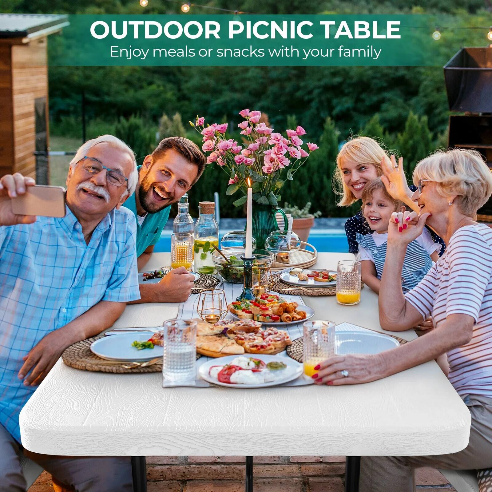 OUTDOOR PICNIC TABLE  
Enjoy meals or snacks with your family