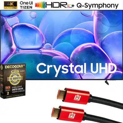 4K One UI ULTRAHD TIZEN HDR IC+ Q-Symphony
Crystal UHD
DECOGEAR UHD CP CPS PREMIUM BUNDLE
26 MONTH COS - PROTECTION
EXCLUSIVE DECO GEAR HDMI CABLES - 2 IN 1
PREMIUM PROTECTION PLAN