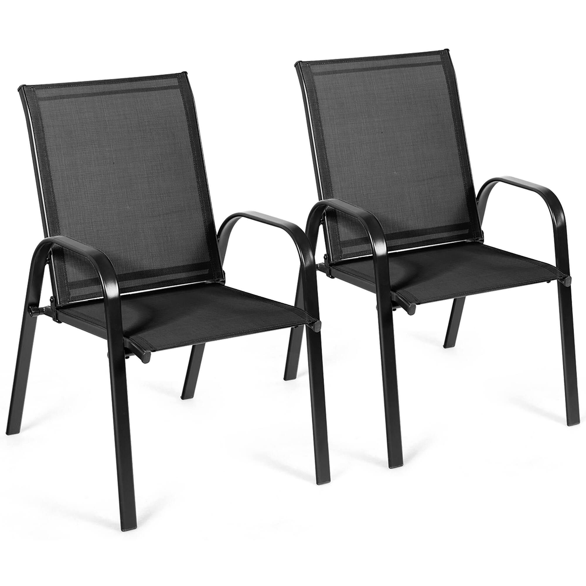 Alt View 7. Costway - Costway 2PCS Patio Chairs Outdoor Dining Chair sturdy Garden Deck Yard with Armrest - Black.