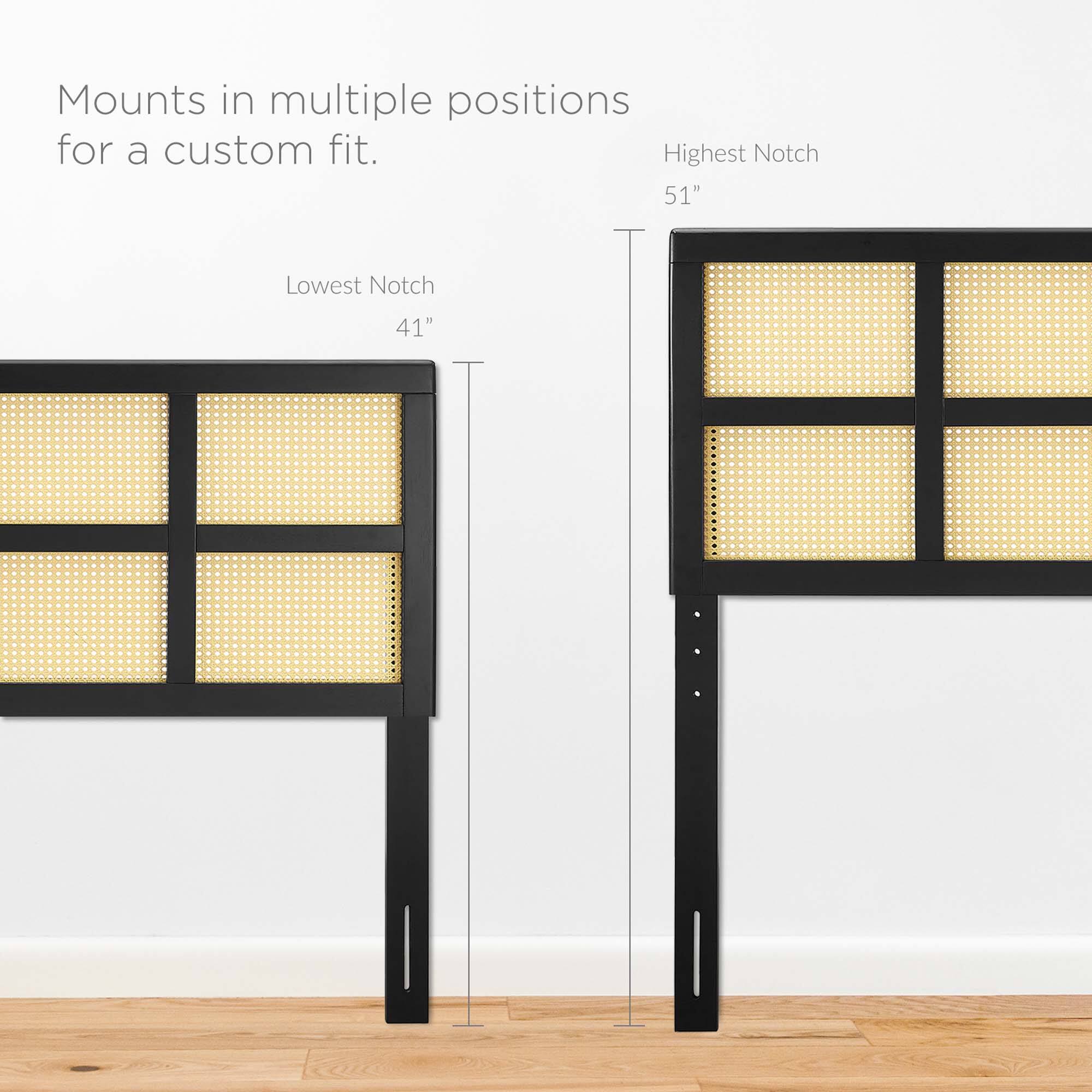 Mounts in multiple positions for a custom fit.

Lowest Notch: 41"

Highest Notch: 51"