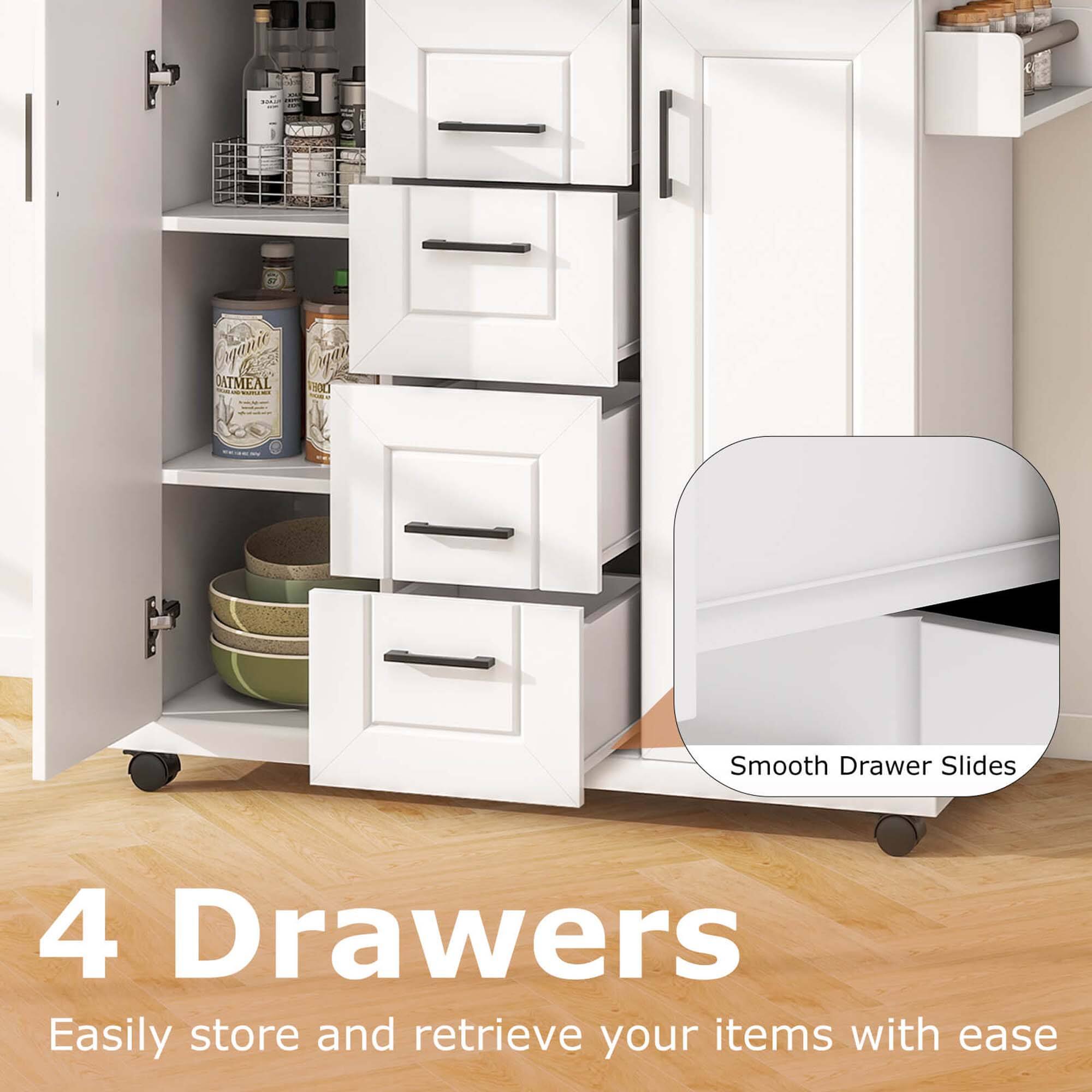 4 Drawers  
Easily store and retrieve your items with ease  

Smooth Drawer Slides