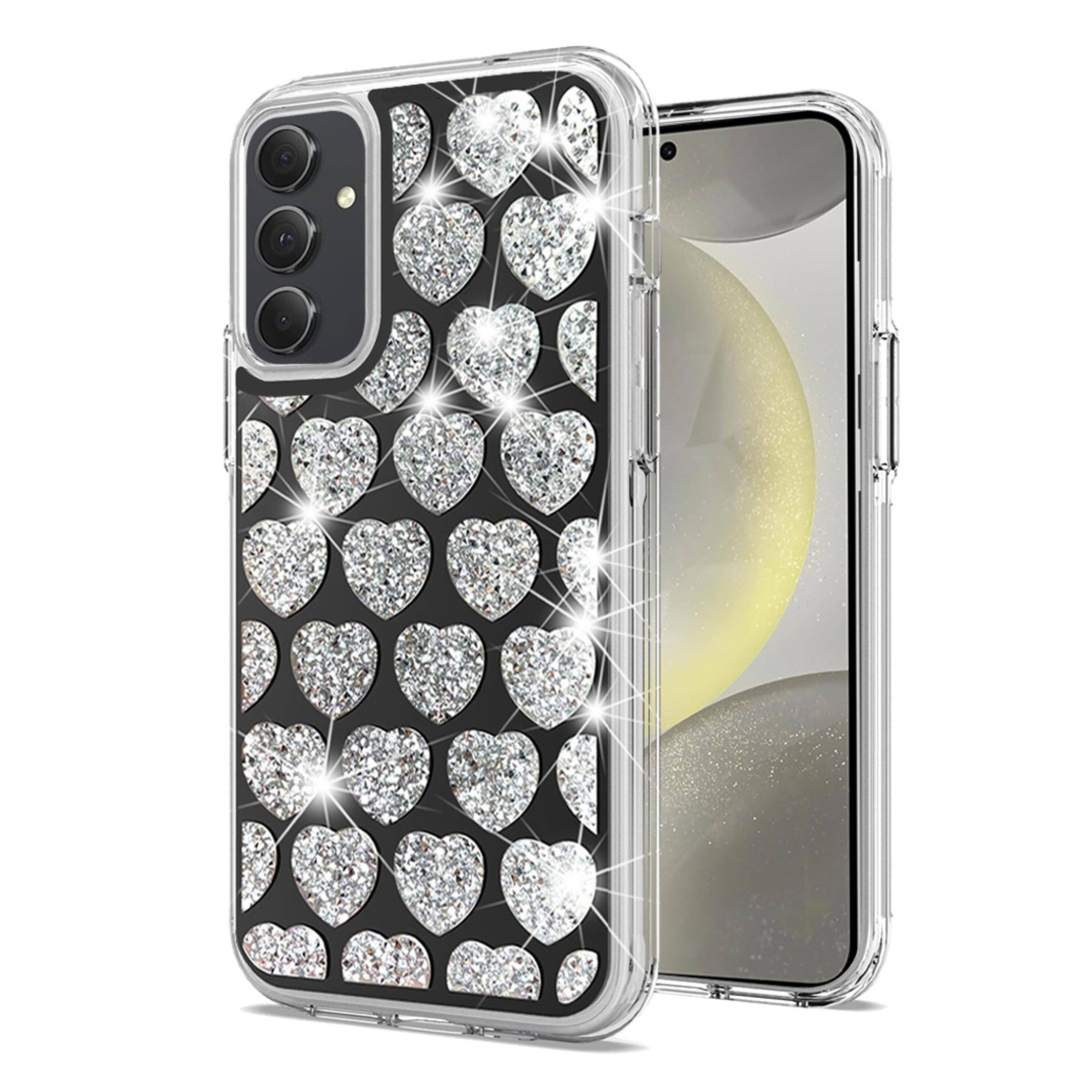 Front. Kitcheniva - Shimmering Bling Design Phone Case With Tempered Glass For Samsung Galaxy S25/S24 Model H - Multicolor.