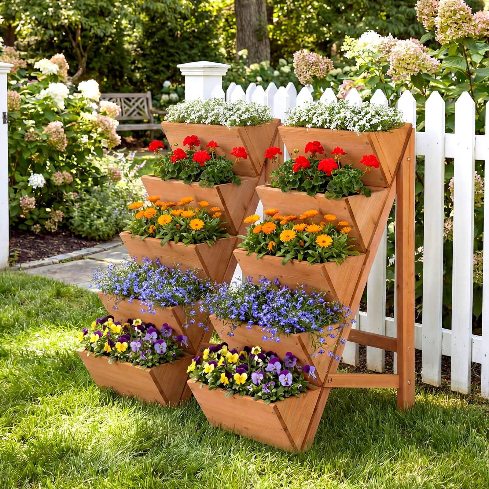 Alt View 3. Costway - Costway 2 PCS 5-tier Vertical Raised Garden Bed with Legs for Growing Vegetables Flowers - Orange.