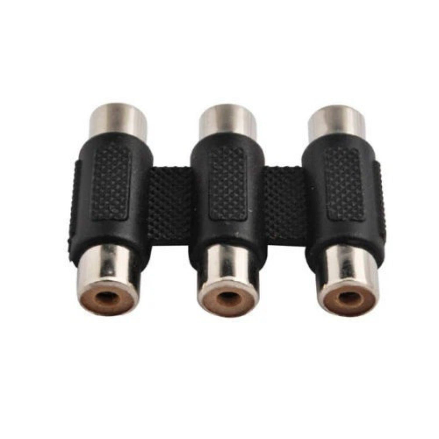 Angle. Stock Preferred - 6pc AV 3 RCA Female-to-Female Jack Coupler Adapter - Black.