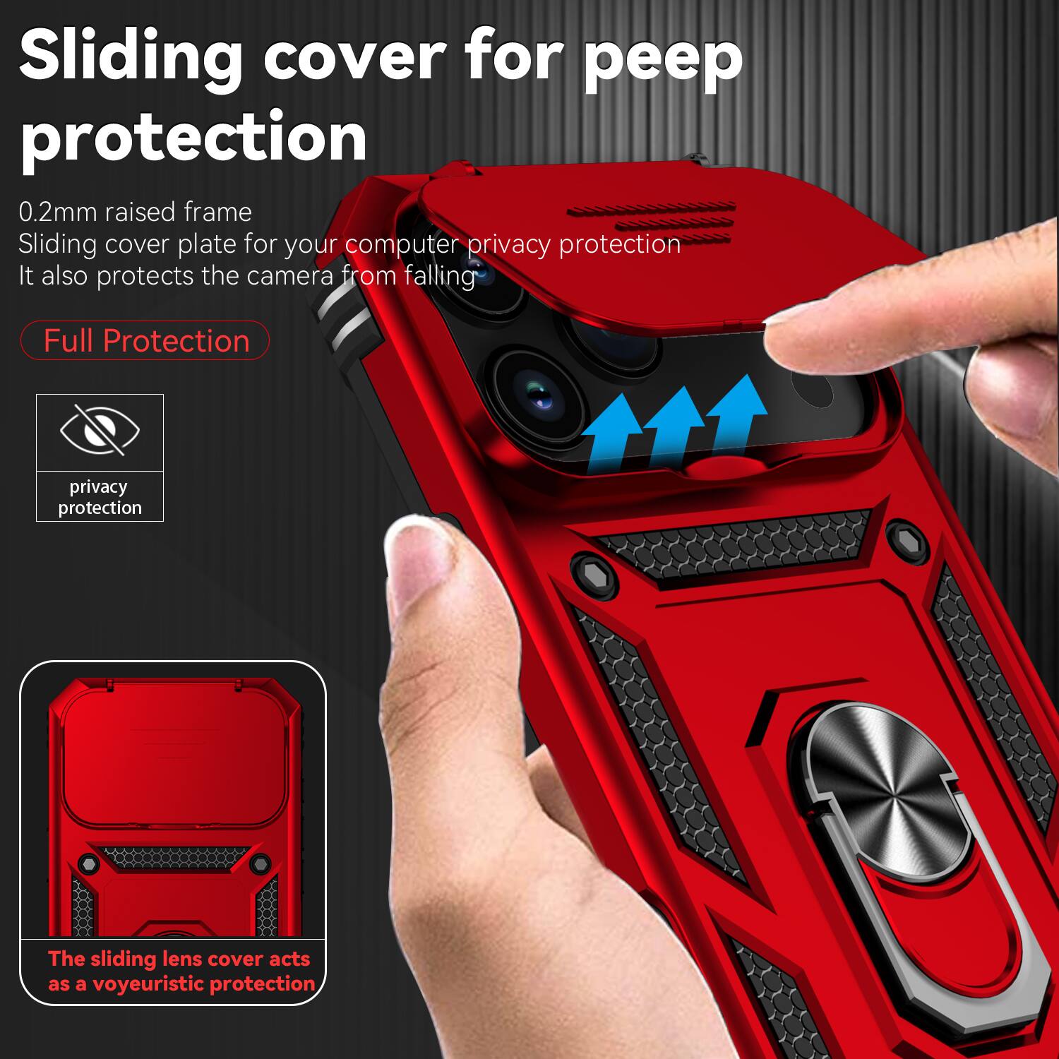 Sliding cover for peep protection

0.2mm raised frame
Sliding cover plate for your computer privacy protection
It also protects the camera from falling

Full Protection

privacy protection

The sliding lens cover acts as a voyeuristic protection