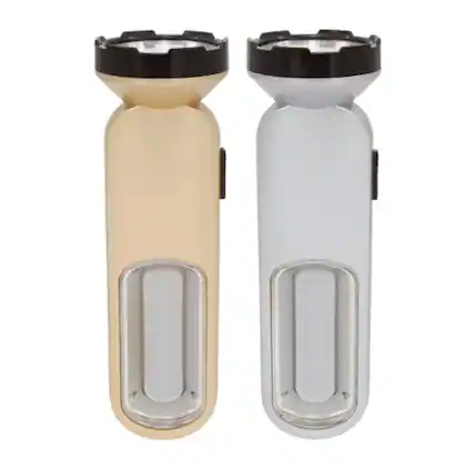 Front. Stock Preferred - 2-in-1 Multipurpose LED Flashlight Set - Silver & Gold.