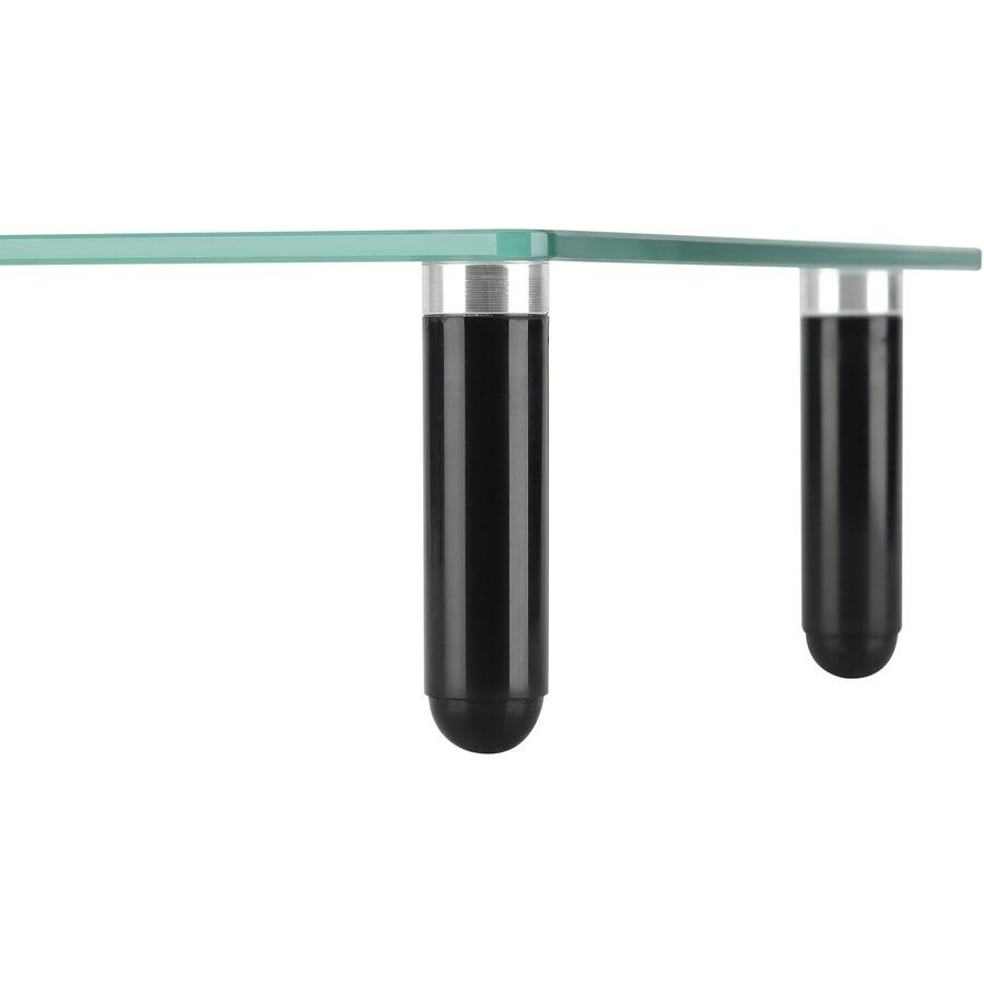 Left. Lorell - Lorell 4leg SingleShelf Monitor Stand 44 lb Capacity 3"H x 22"W x 8.25"D Glass Clear, Black - Clear.