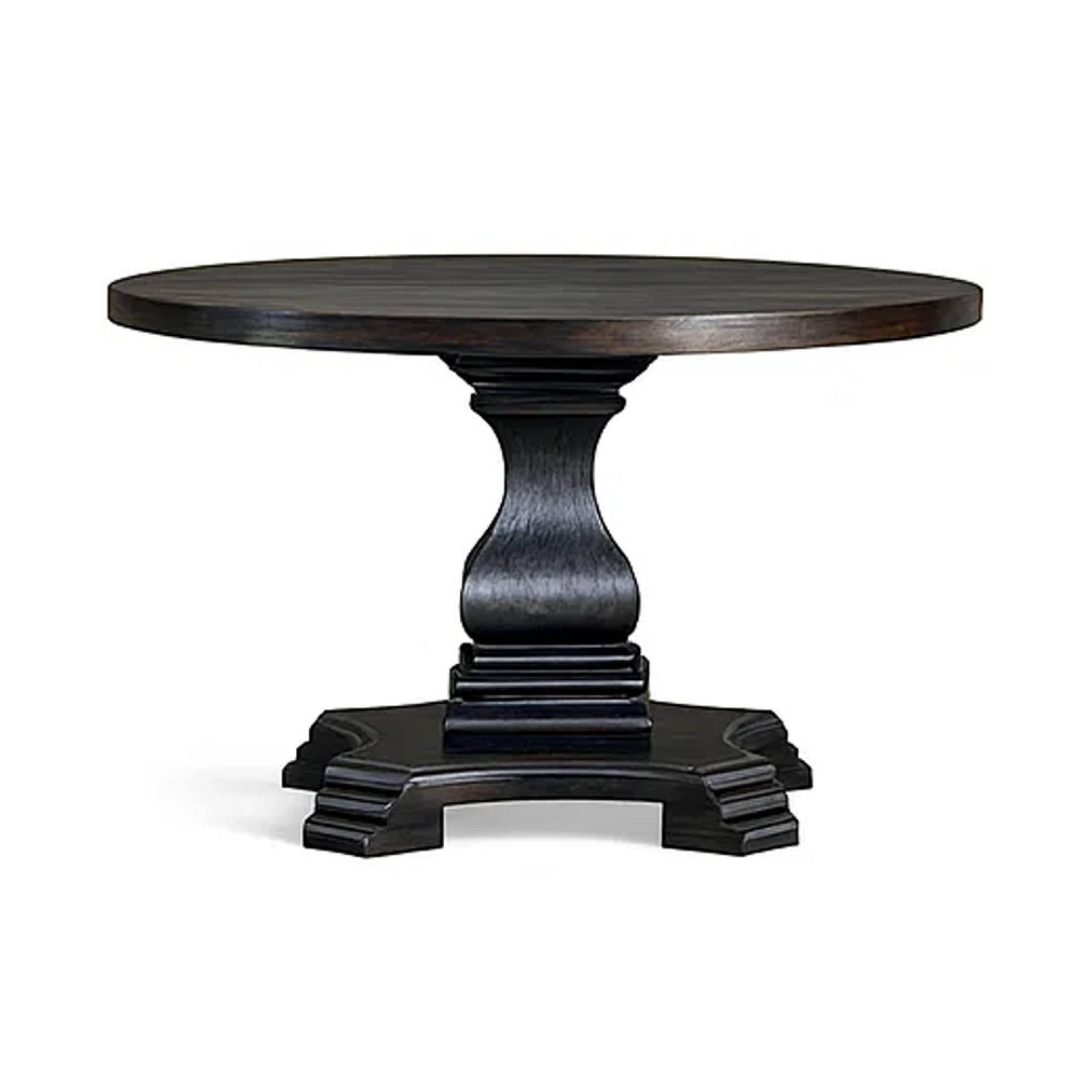 Alt View 1. Manhattan Lane - Traditional Style Wooden Round Top Dining Table with Pedestal Base - Antique Black.