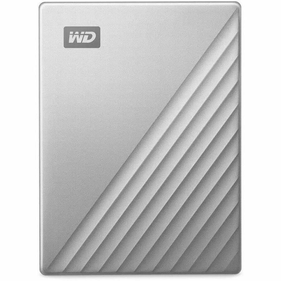 Left. Western Digital - WD 6TB Silver My Passport Ultra for Portable Storage External Hard Drive USB-C for Mac  (WDBGKC0060BSL-WESN) - Silver.