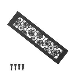 Unique Bargains - 12"x3" Door Air Vent Cover, Heavy Duty Aluminum Alloy Grille Louvered with Mounting Screws for Cabinet Wardrobe - Black